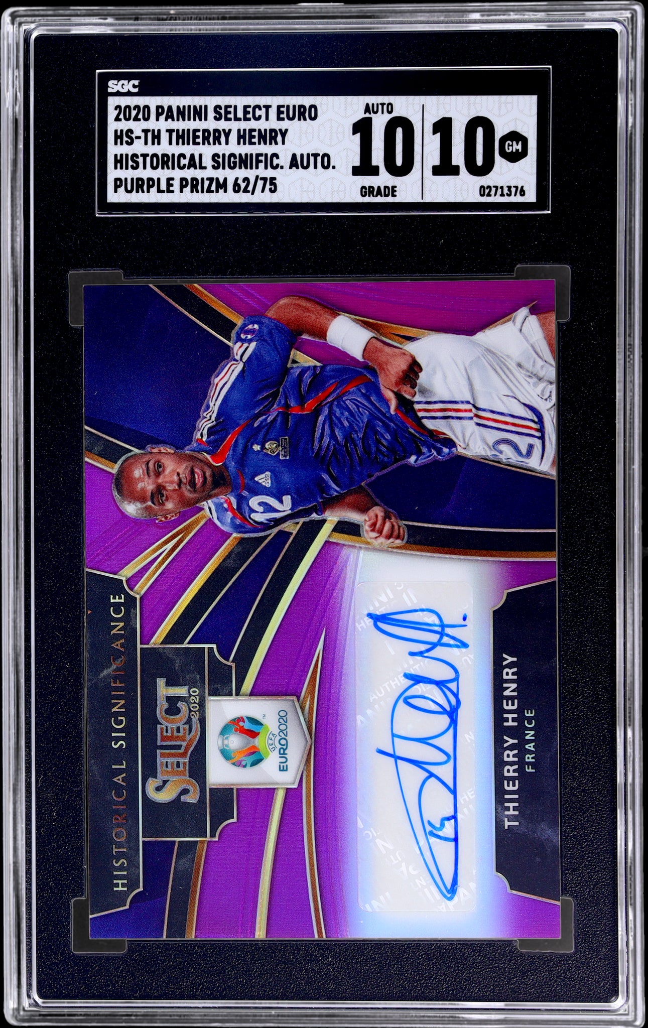 2020 Panini Select Historical Significance Auto Purple Thierry Henry /75 SGC 10