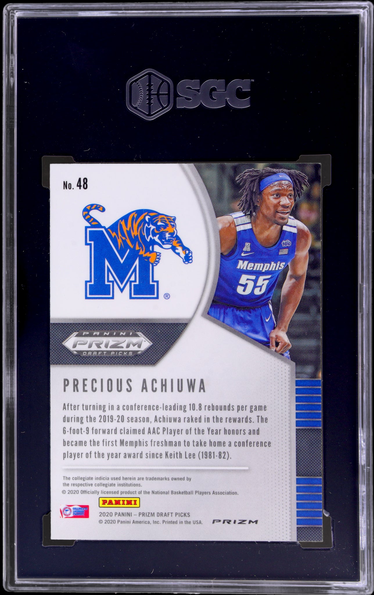 2020 Panini Prizm Draft Picks Choice Tiger Stripe Precious Achiuwa SGC 9.5