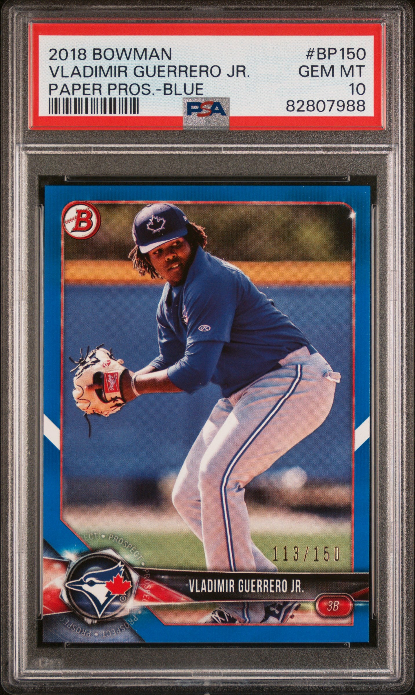 2018 Bowman Paper Blue Vladimir Guerrero Jr. #BP150 /150 PSA 10