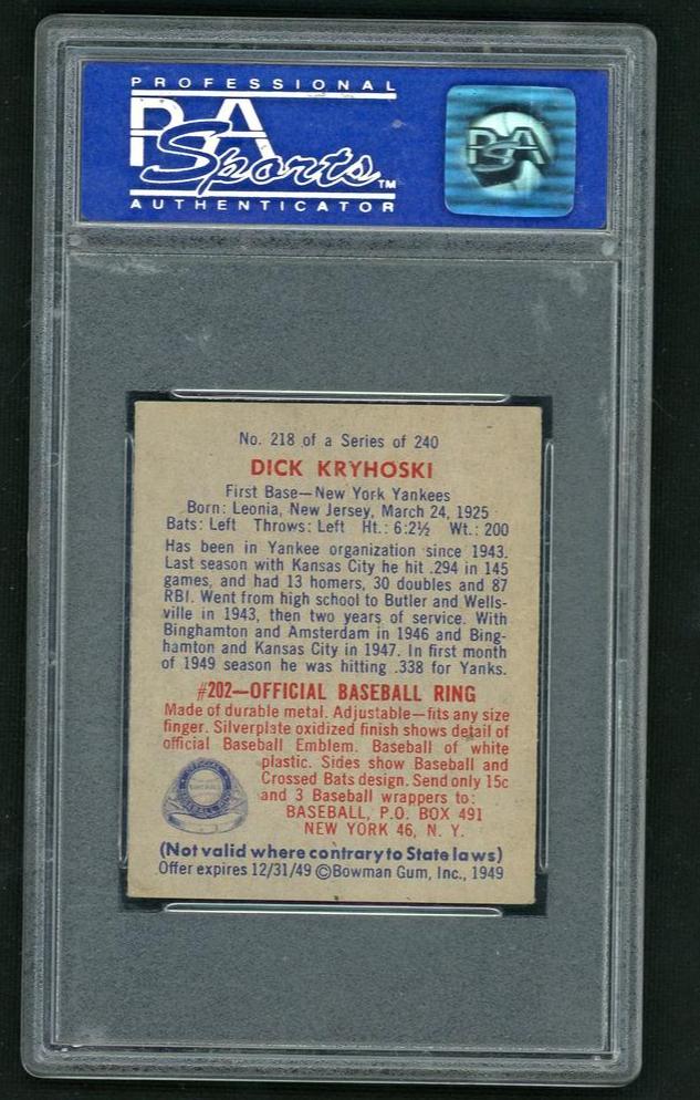1949 Bowman Dick Kryhoski #218 PSA 7