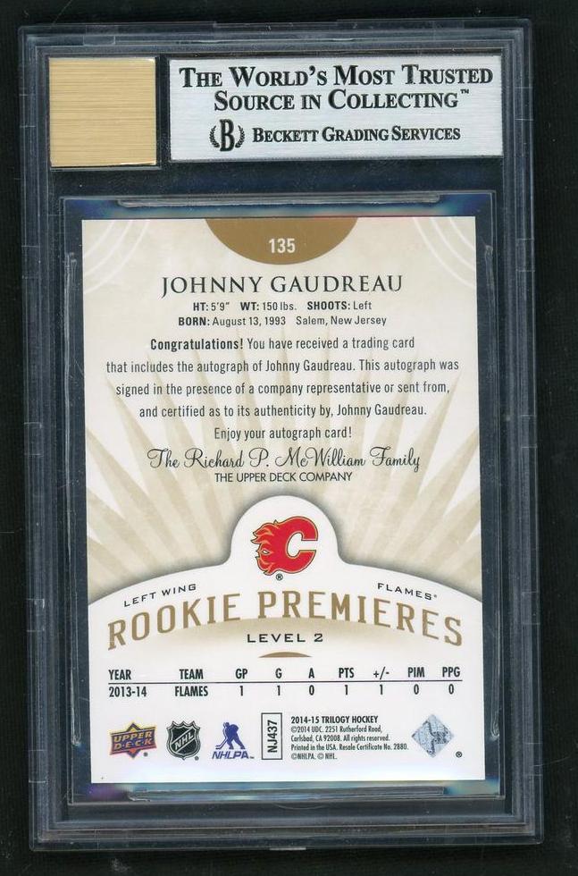 2014 Upper Deck Trilogy Johnny Gaudreau #135 /399 BGS 9