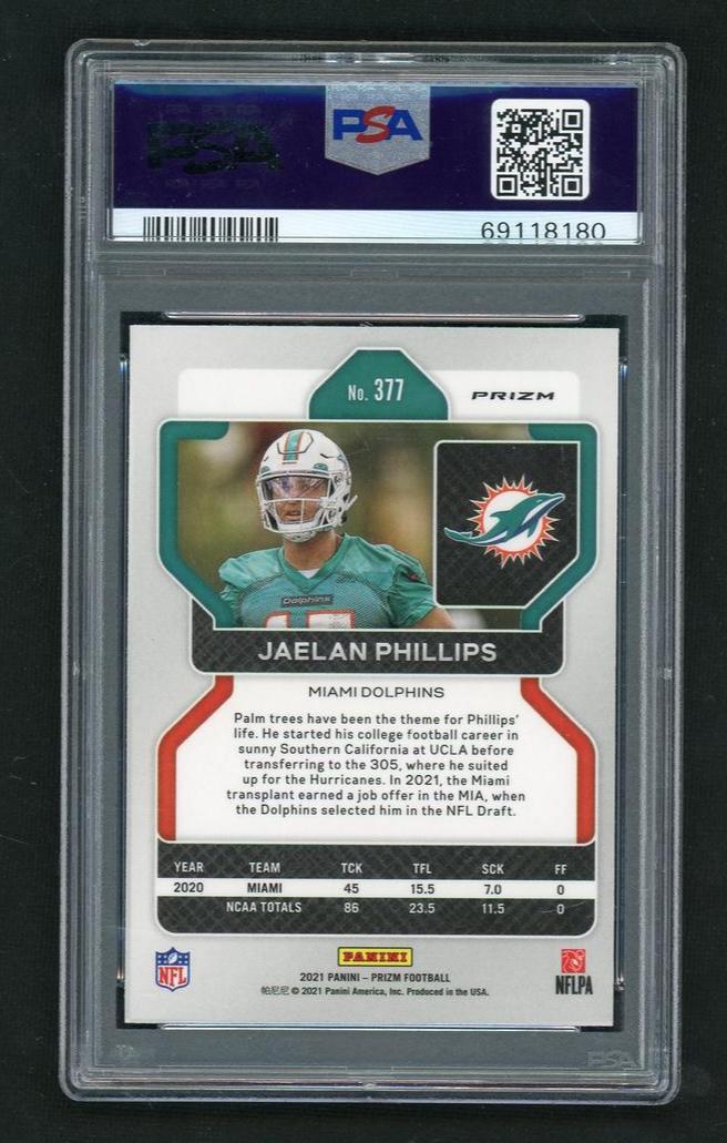 2021 Panini Prizm Snakeskin Prizm Jaelan Phillips #377 PSA 9