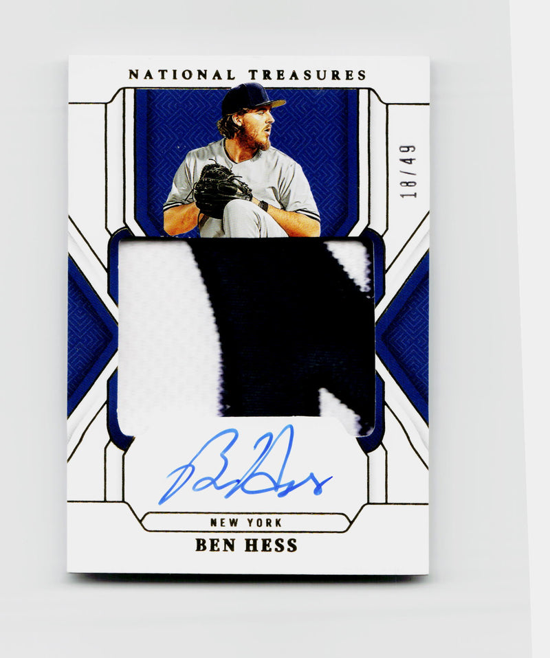 2025 Panini National Treasures Ben Hess #TMS-BH Treasured Material Patch Auto Gold /49