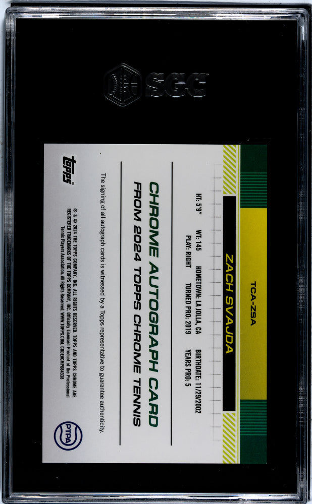 2024 Topps Chrome Blue Refractor Zach Svajda #TCA-ZSA Auto /250 SGC 9.5 Auto 10