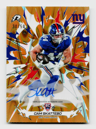 2025 Topps Resurgence #168 Cam Skattebo Rookie RC Gold Static Refractor Auto /50