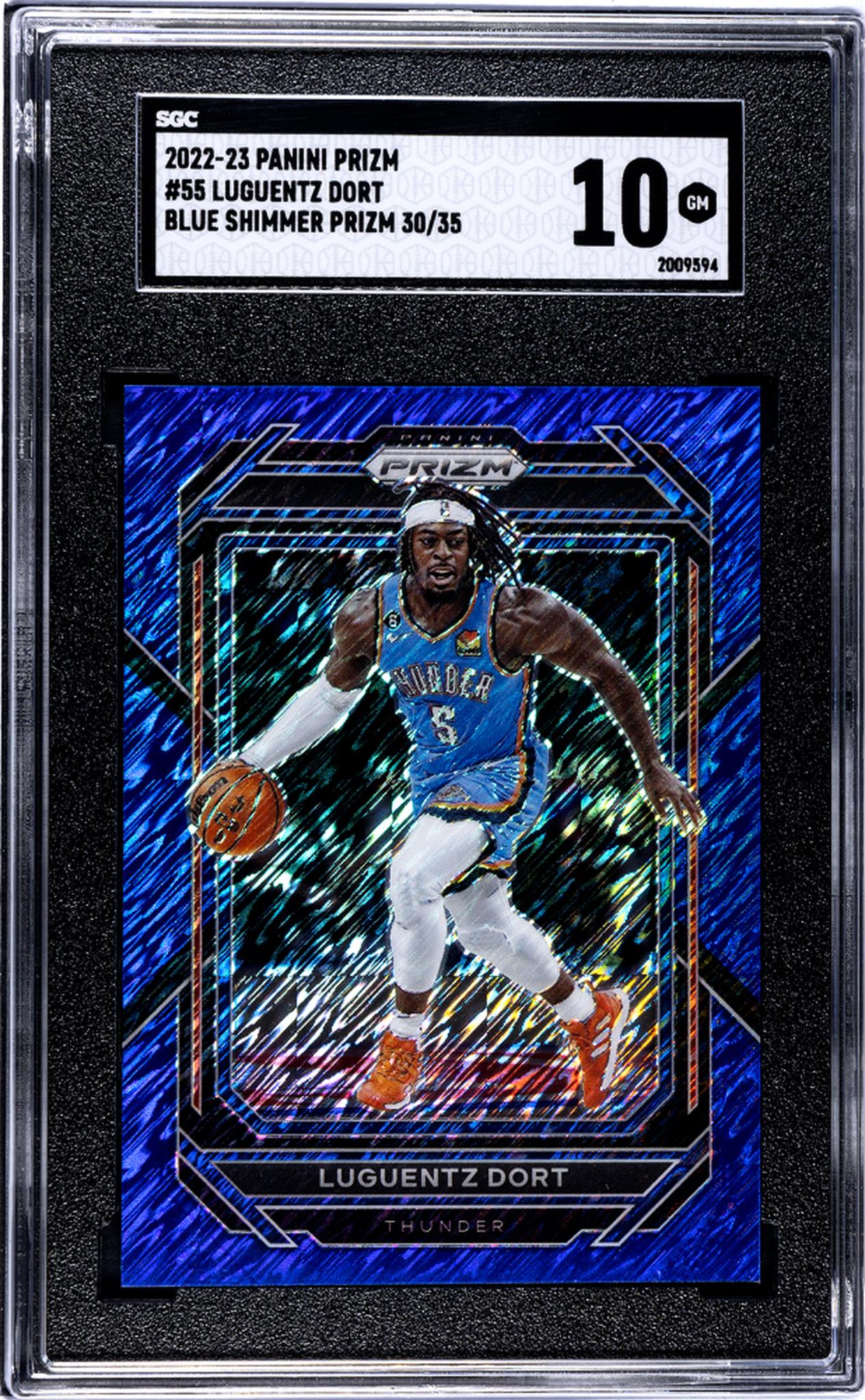 2022-23 Panini Prizm #55 Luguentz Dort Blue Shimmer Prizm /35 SGC 10