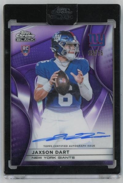 2025 Topps Chrome Black #RAU-JD Jaxson Dart Rookie RC Sealed True Purple Refractor Auto /75