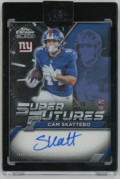 2025 Topps Chrome Black #SFA-CSK Cam Skattebo Super Futures Auto Rookie RC /99 Encased