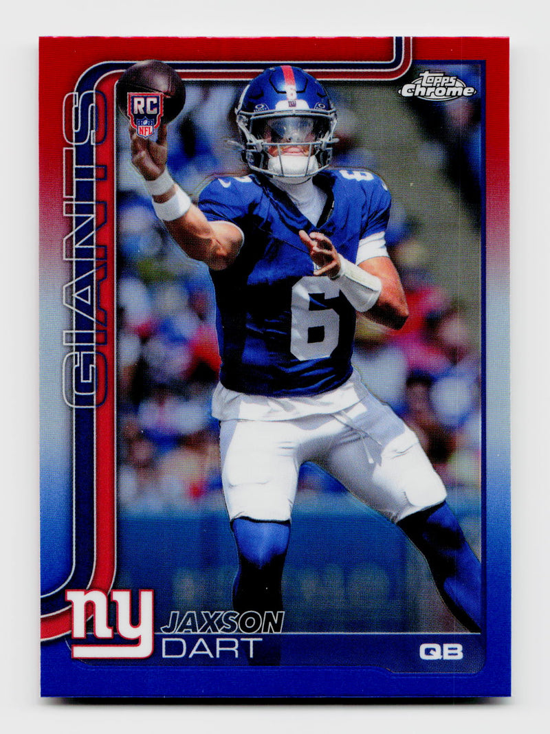 2025 Topps Chrome #306 Jaxson Dart Rookie RC Red/White/Blue Refractor