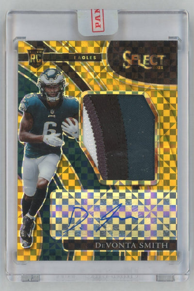 2021 Select #JRS-DSM DeVonta Smith Gold Rookie 4-Color Patch Auto /10 SSP