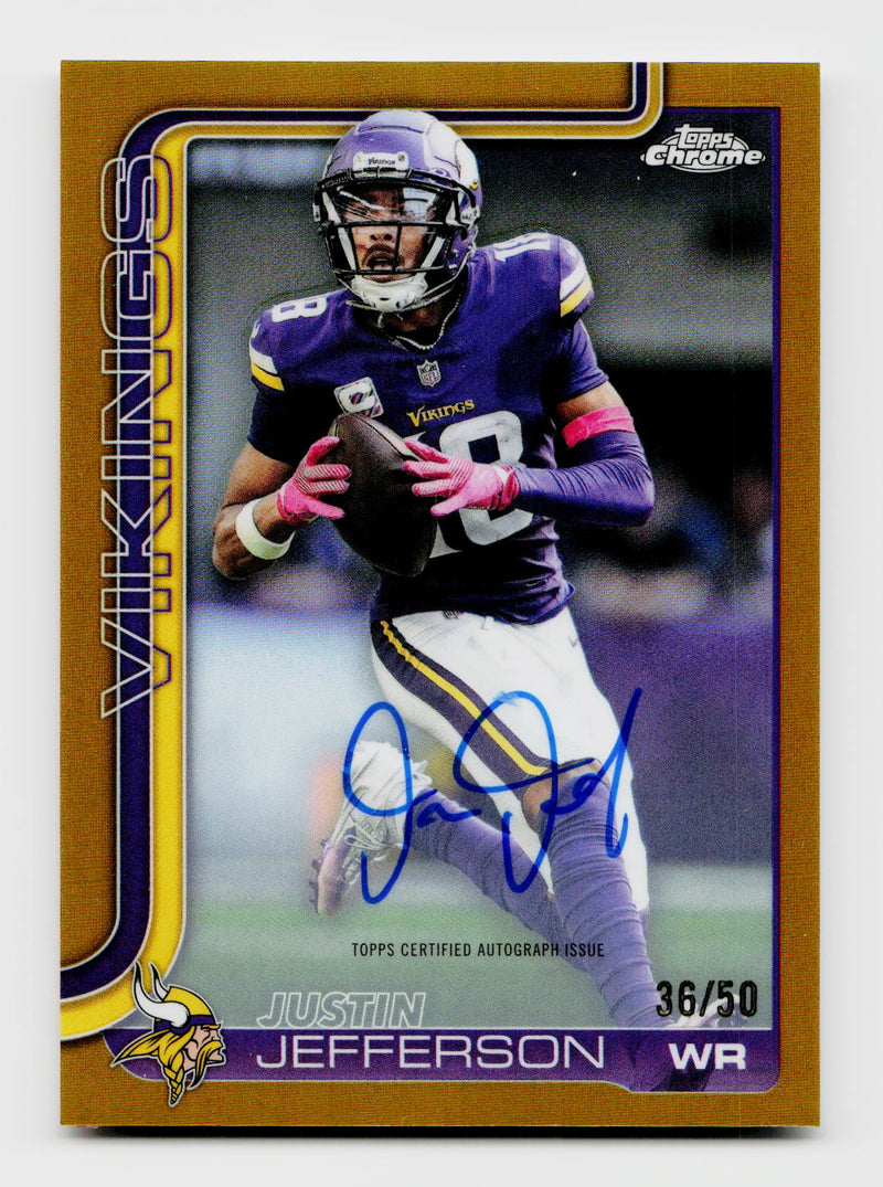 2025 Topps Chrome #BA-JJ Justin Jefferson True Gold Refractor Auto /50