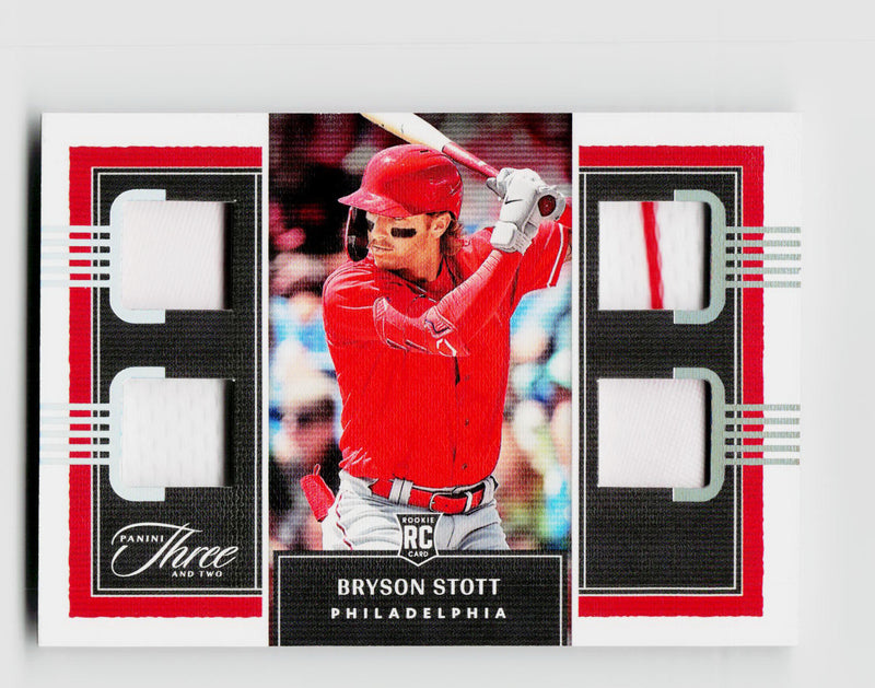 2022 Panini Three & Two Bryson Stott #RQJ-BS Rookie RC Player-Worn Quad Patch SSP /10