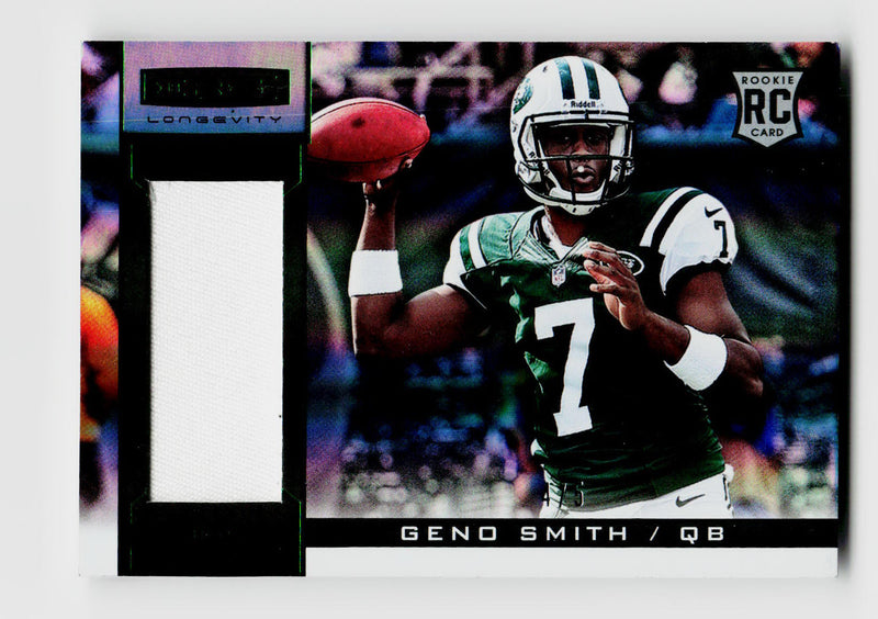 2013 Rookies & Stars Longevity #210 Geno Smith Rookie RC Green SSP Player-Worn Patch /5