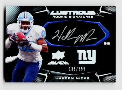 2009 Upper Deck Black #114 Hakeem Nicks Rookie RC Lustrous Auto /399
