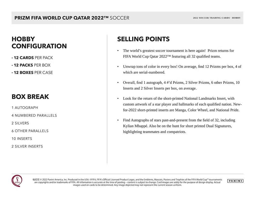 2022 Panini Prizm World Cup Soccer Hobby Box