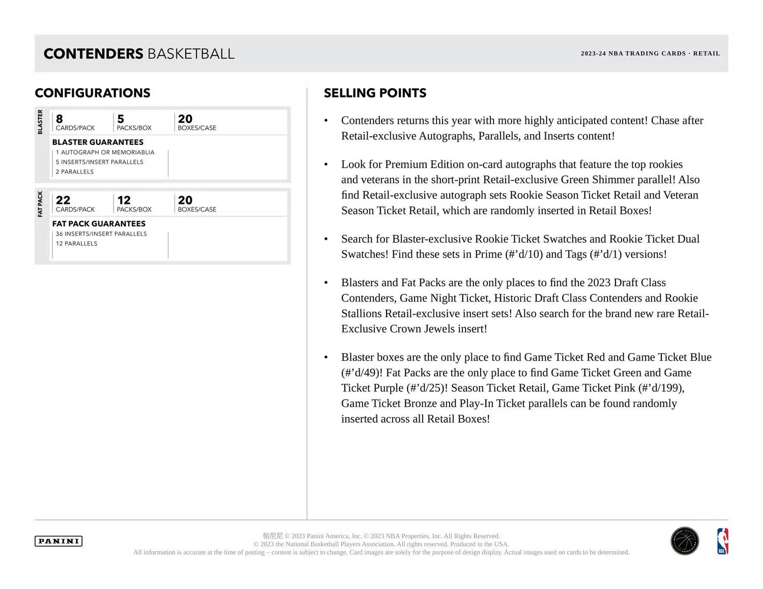 2023-24 Panini Contenders Basketball Blaster Box