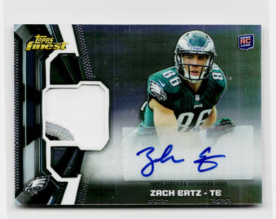 2013 Topps Finest #RAP-ZE Zach Ertz Rookie Patch RC Auto