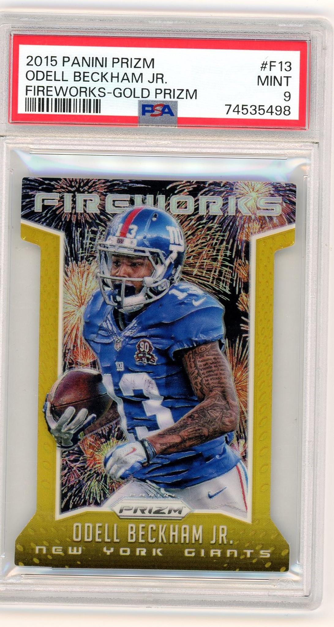 2015 Panini Prizm #F13 Odell Beckham Jr. Fireworks Gold Prizm /10 PSA 9