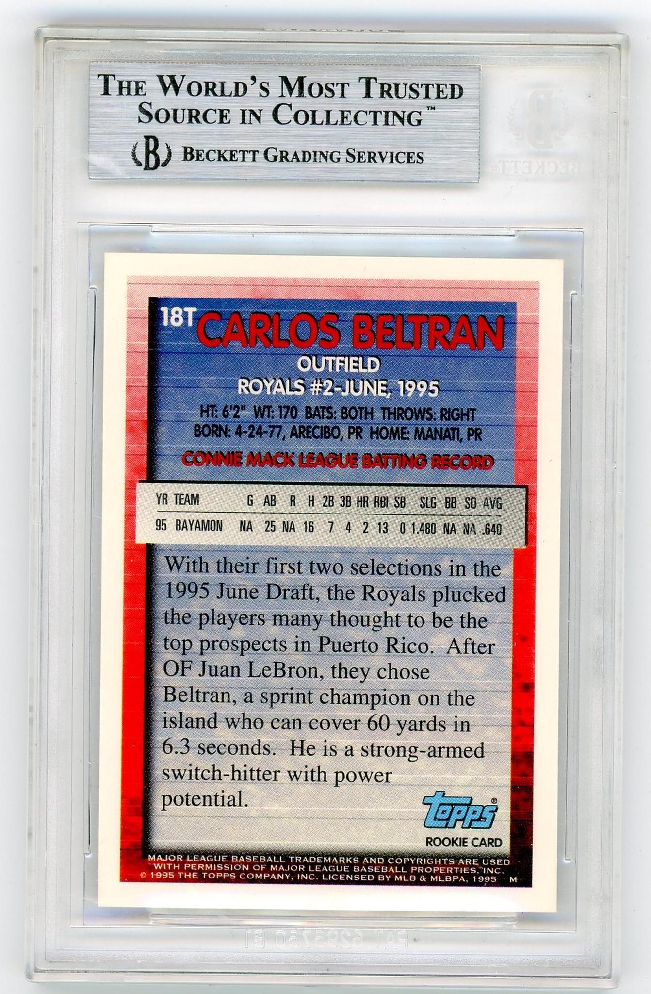 1995 Topps Chrome #18T Carlos Beltran Rookie Beckett 9 