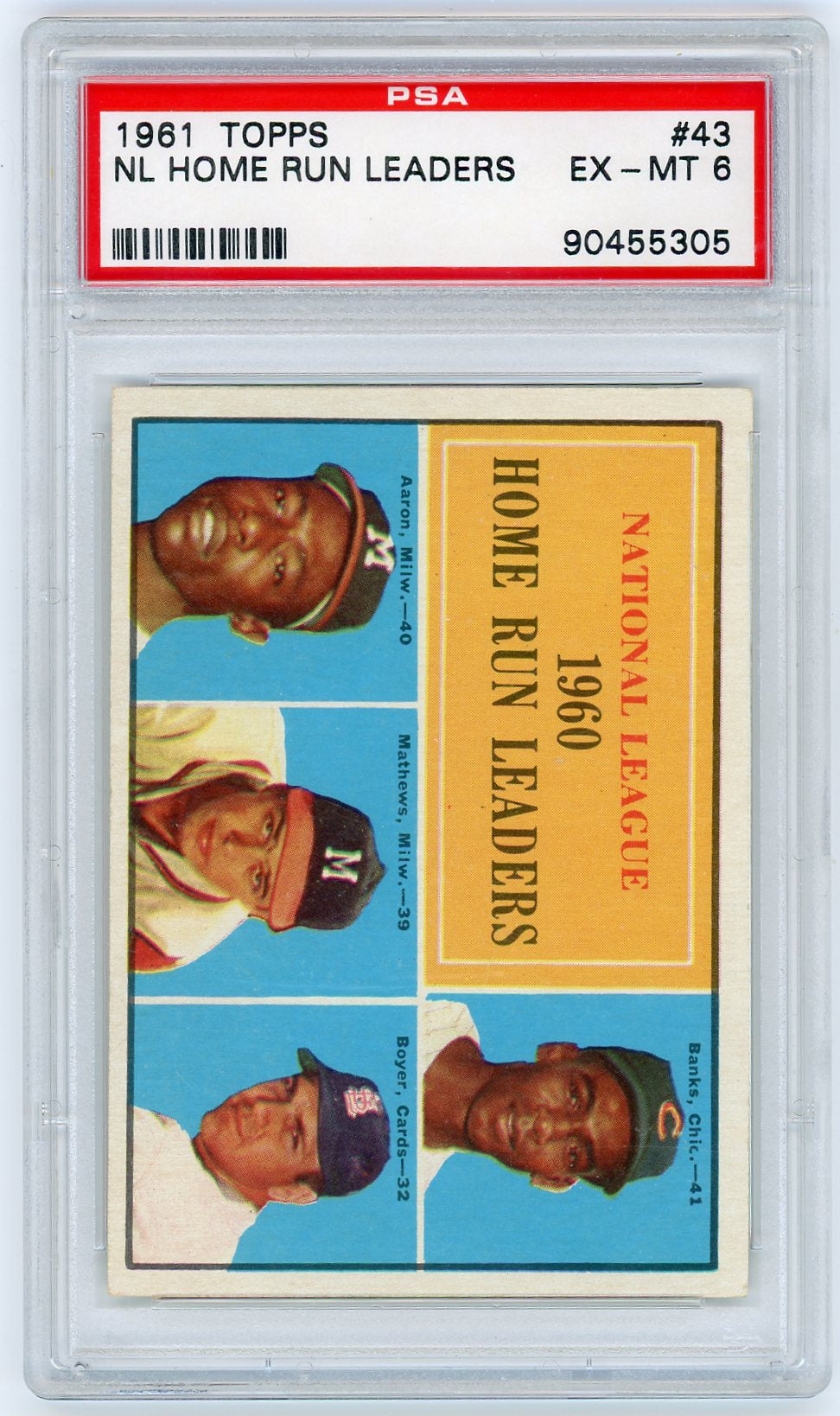 1961 Topps #43  NL Home Run Leaders PSA 6 EX-MT 