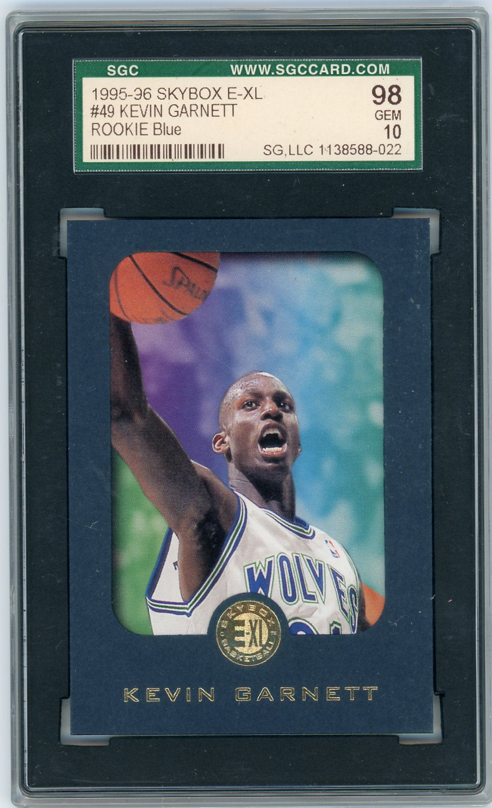 1995 SkyBox #98 Kevin Garnett Blue Rookie SGC 10