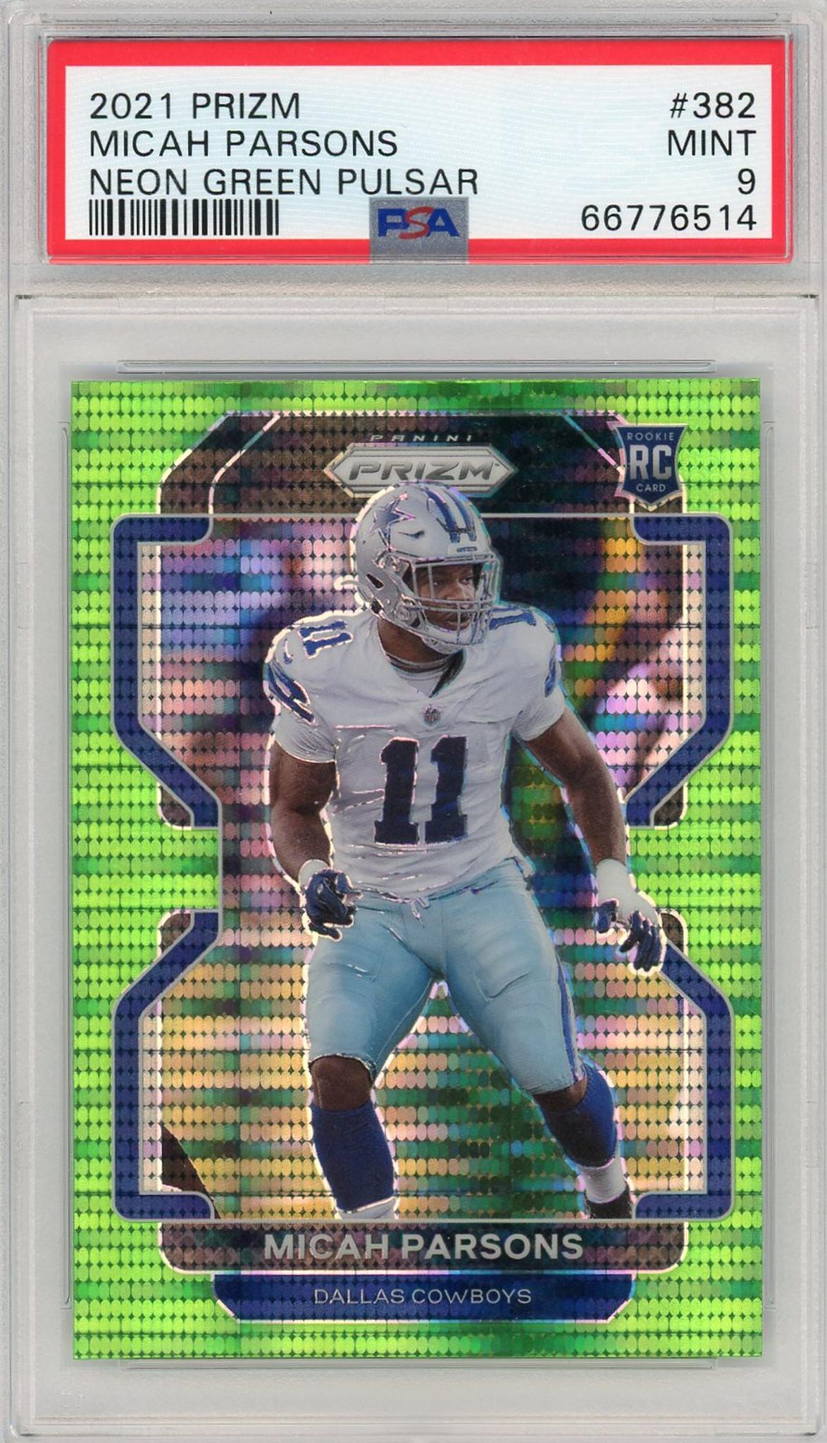 2021 Panini Prizm #382 Micah Parsons Neon Green Pulsar Prizm PSA 9