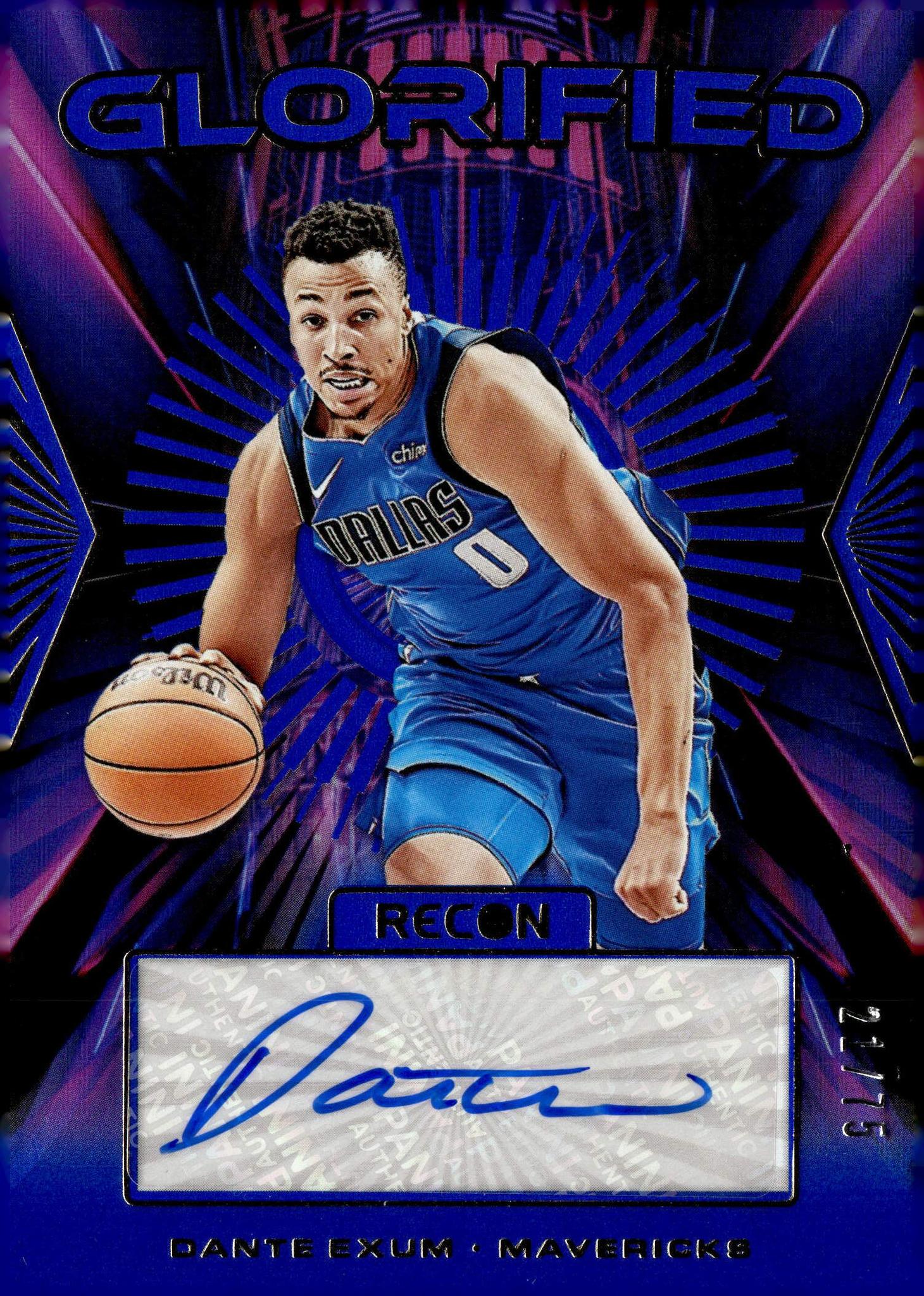 2023 Panini Recon #GS-EXM Dante Exum Glorified /75 Auto Mavericks