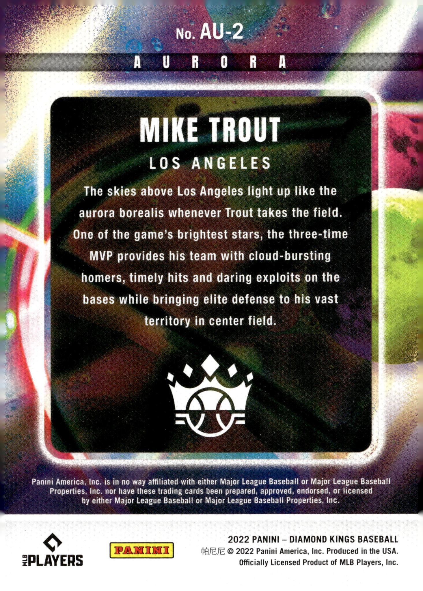 2022 Panini Diamond Kings 3AU-2 Mike Trout Aurora 