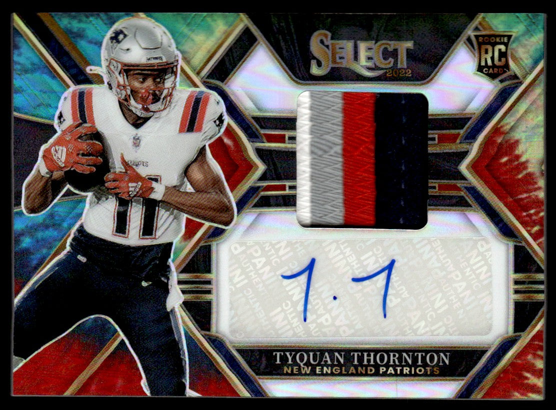 2022 Panini Select RSM-TT Tyquan Thornton Prizm Rookie /25 Patch Auto  New England Patriots