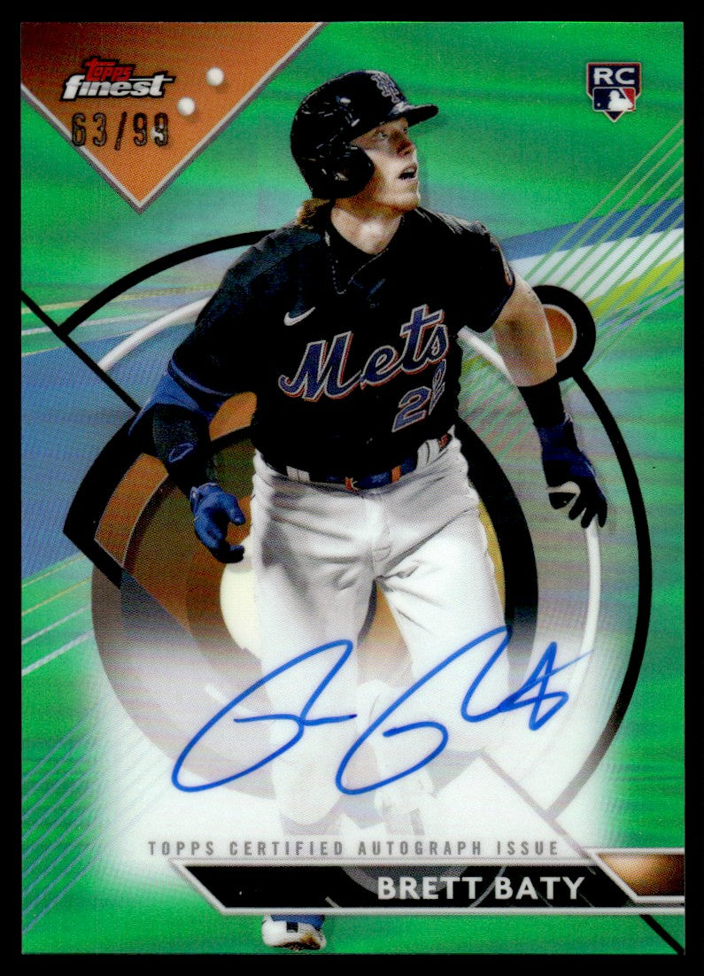 2023 Topps Finest Brett Baty Green RC  Autograph Rookie 63/99 #FA-BBA Mets