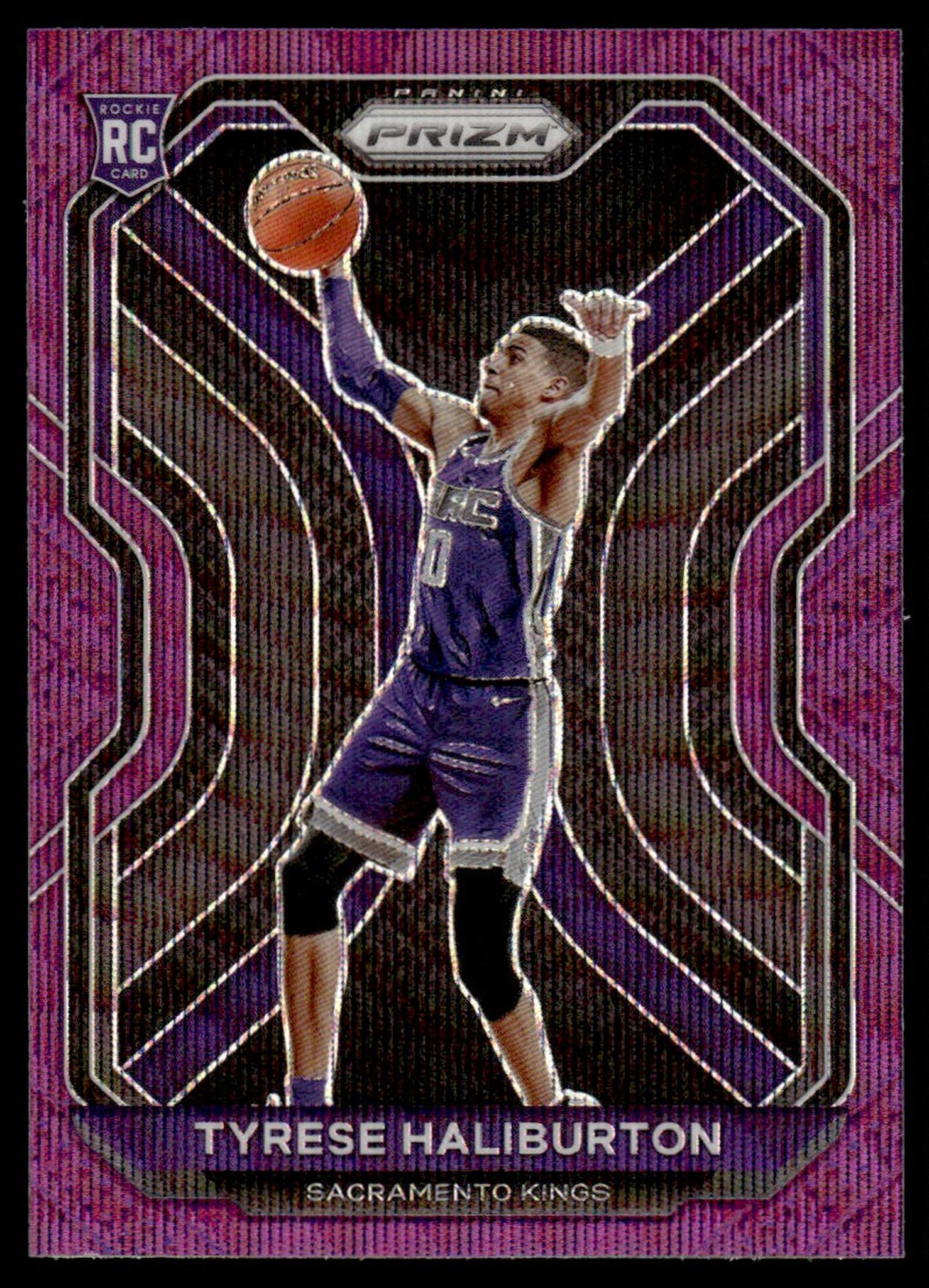 2020 Panini Prizm Tyrese Haliburton Purple Wave #262 Rookie RC Sacramento Kings