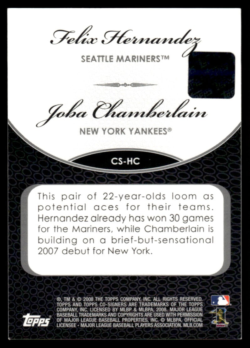 2008 Topps Co-Signers Felix Hernandez Joba Chamberlain Auto #CS-HC