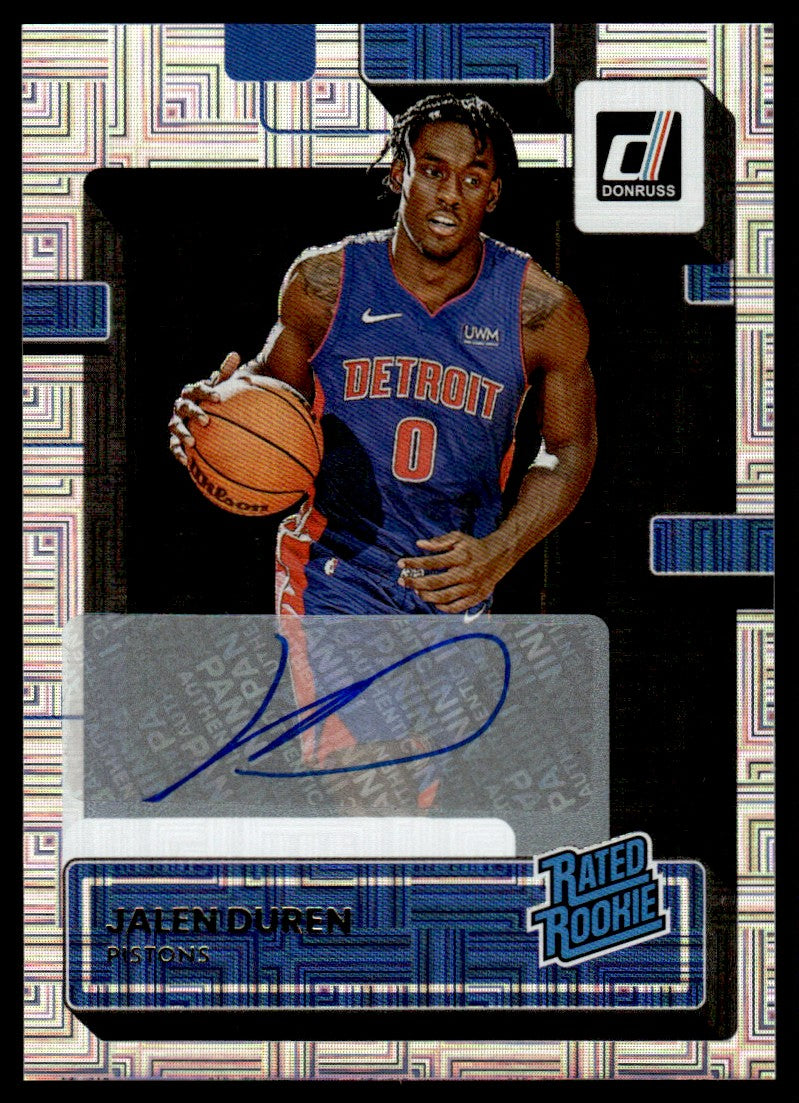 2022 Panini Donruss Choice Jalen Duren Rated Rookie Auto #213 RC Detroit Pistons