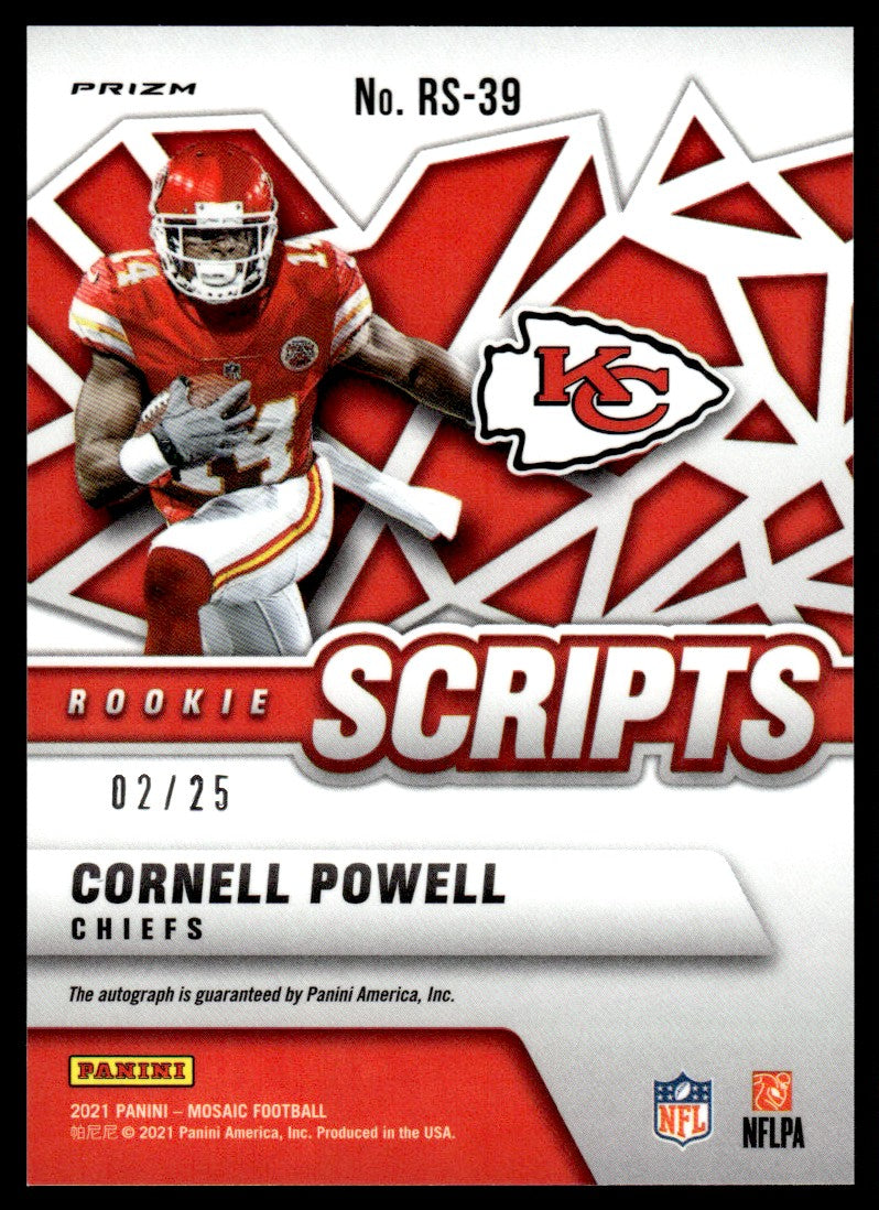 2021 Panini Mosaic #RS-39 Cornell Powell Rookie Scripts  Rookie /25 Auto 