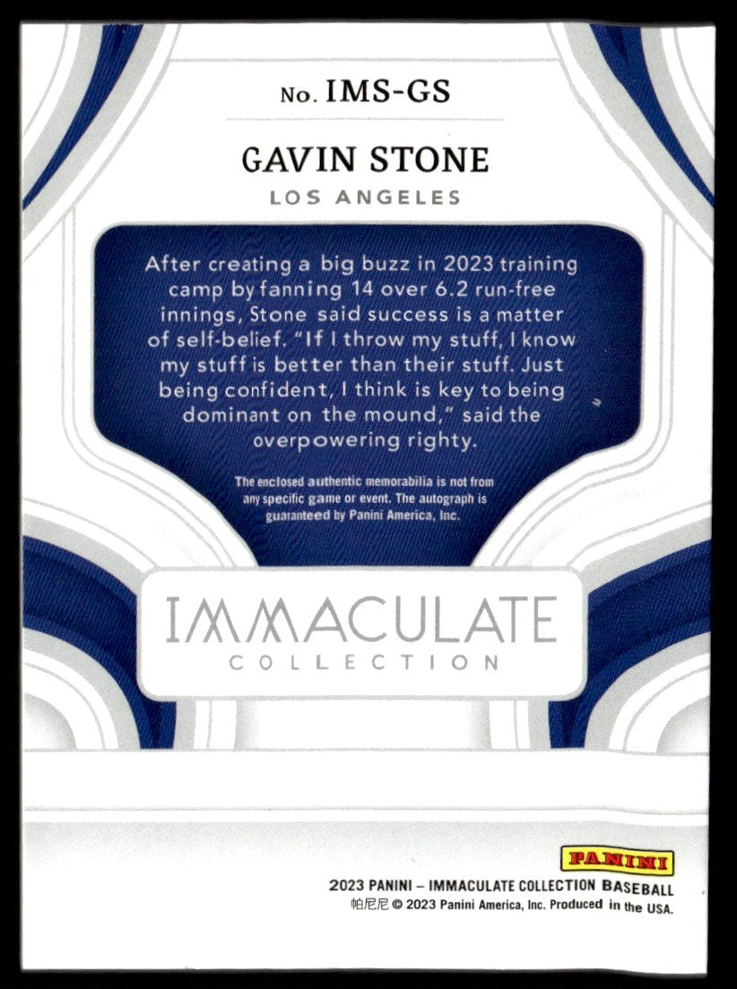 2023 Immaculate Gavin Stone /99 jersey Auto Los Angeles