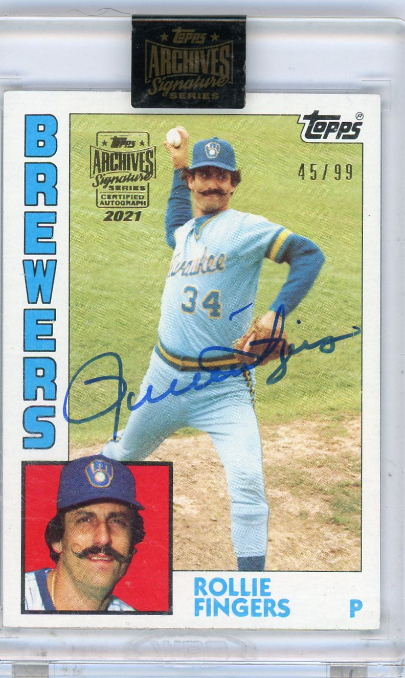 2021 Topps Archives Signature Series 495 Rollie Fingers  /99 Auto  Brewers