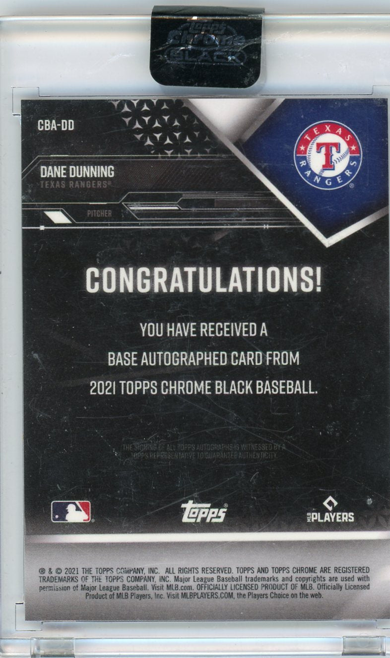 2021 Topps Chrome Black CBA-DD Dane Dunning  Rookie  Auto Texas Rangers