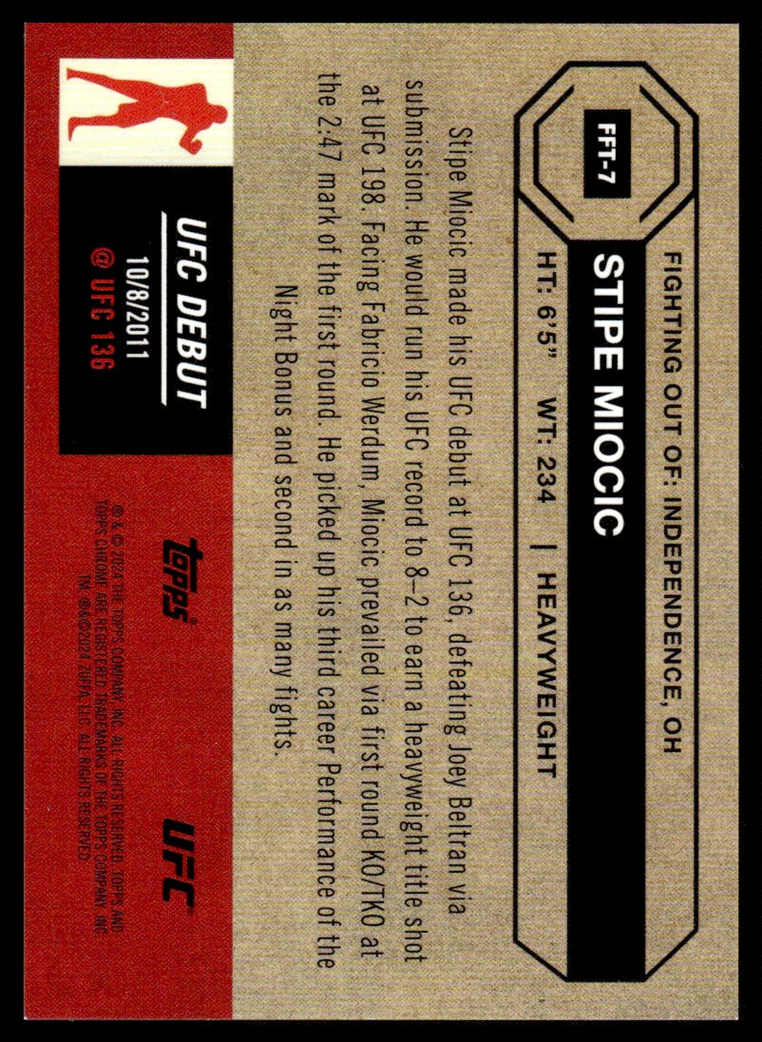 2022 Topps Chrome Stipe Miocic #FFT-7 /50