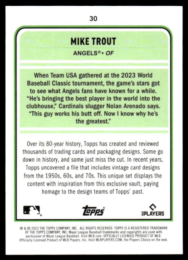 2023 Topps Brooklyn Collection #30 Mike Trout Orange /25 Angels