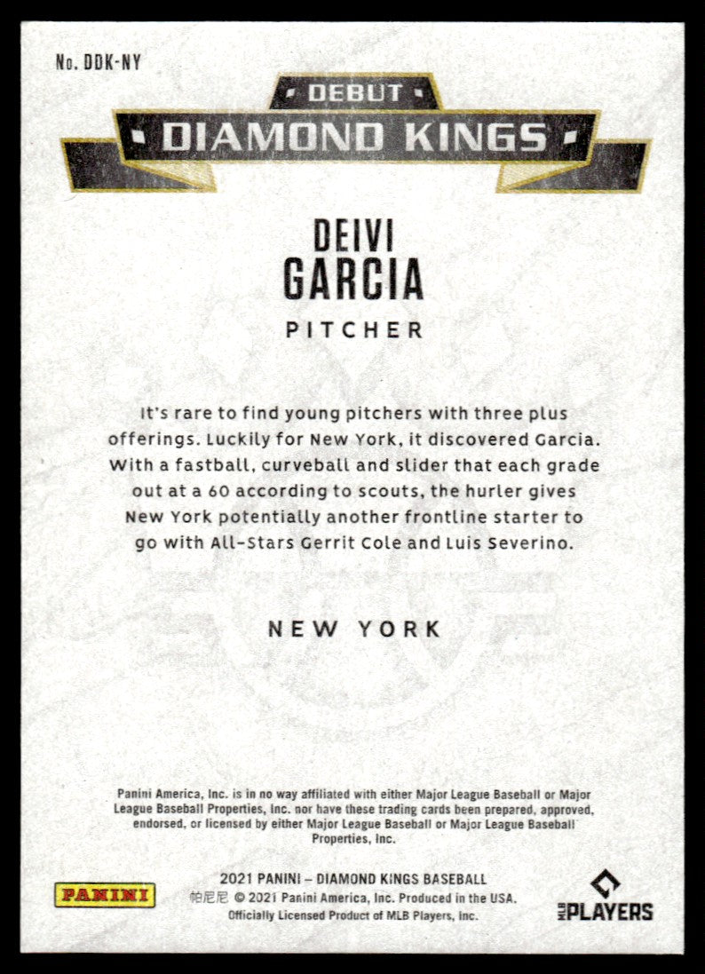 2021 Panini Diamond Kings Deivi Garcia Debut 1/1 One Of One New York Yankees