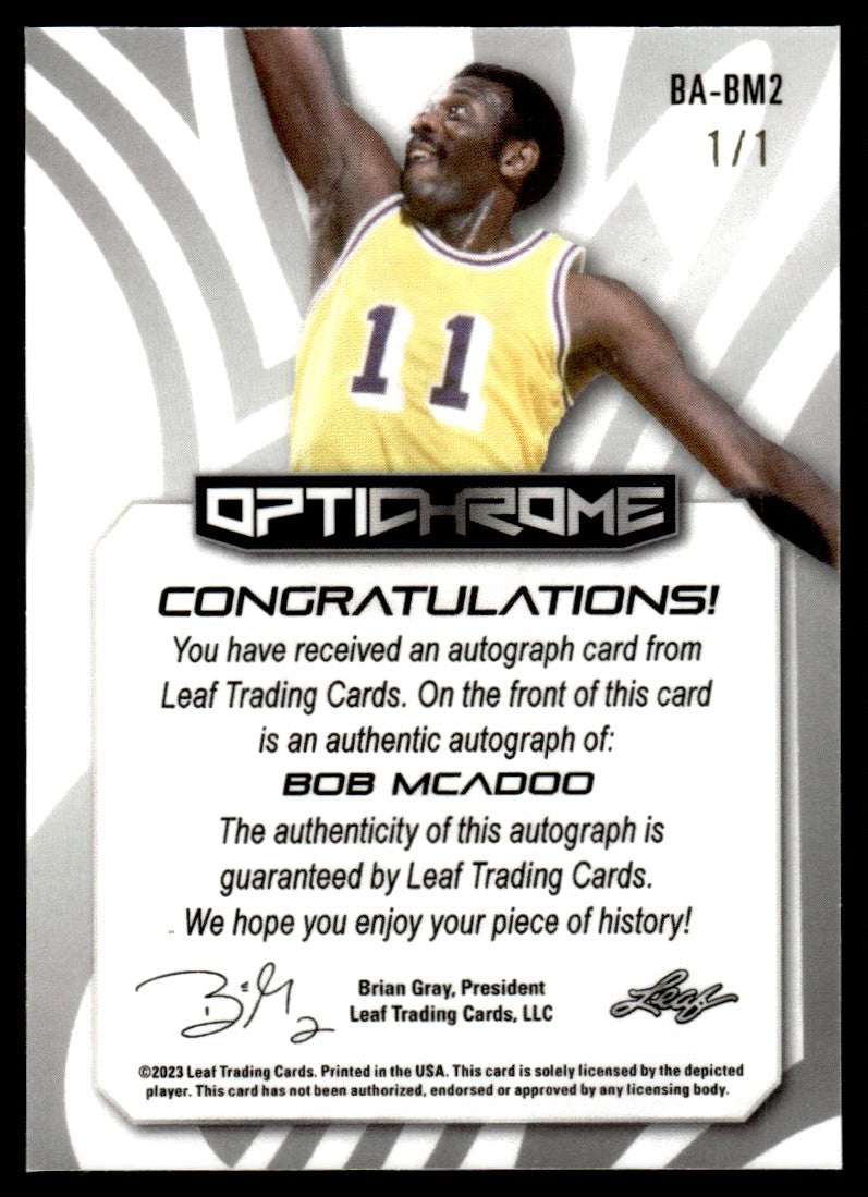 2023 Leaf Optichrome Bob McAdoo 1/1 Auto #BA-BM2