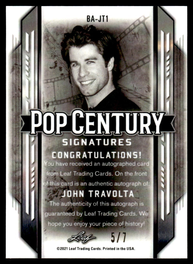 2021 Leaf Pop Century John Travolta Signatures 5/7 Auto #BA-JT1