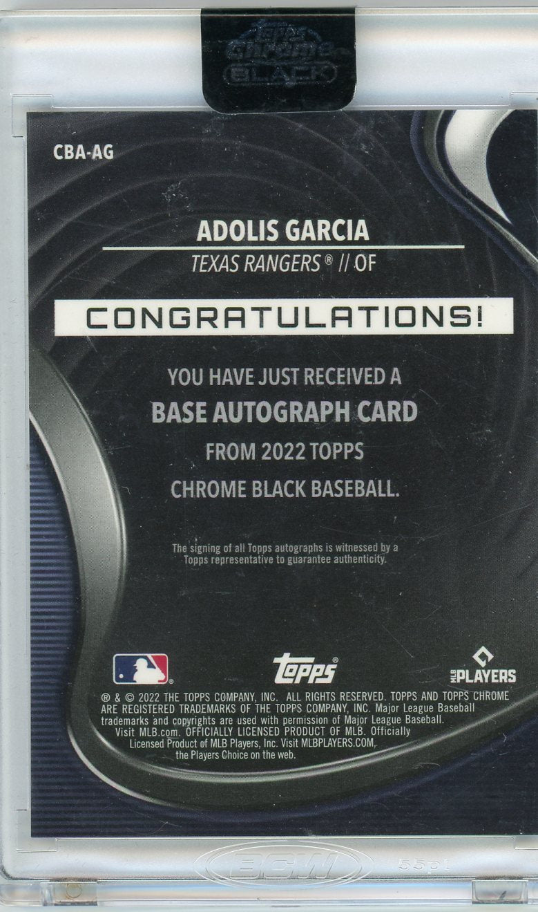 2022 Topps Chrome Black Adolis Garcia Auto #CBA-AG Texas Rangers