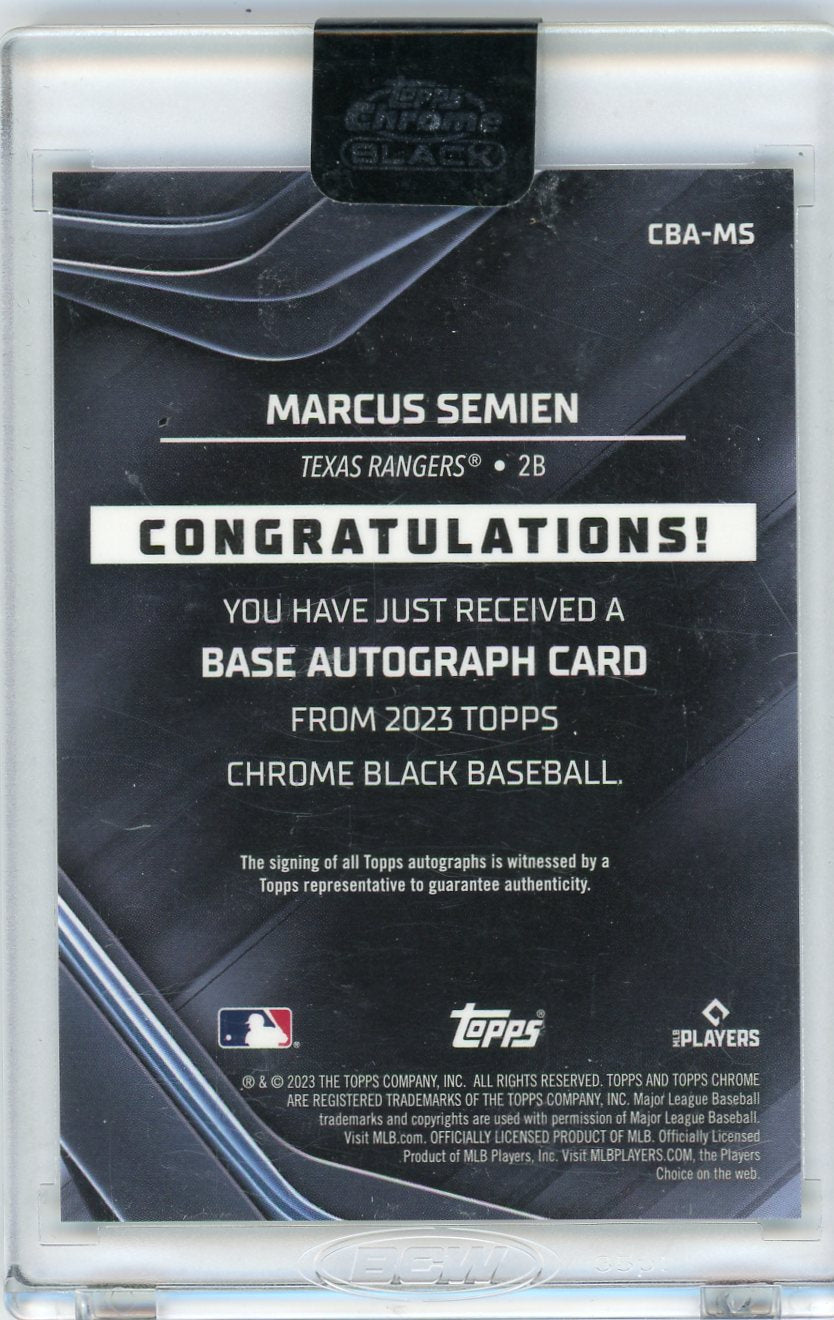 2023 Topps Chrome Black Marcus Semien Auto #CBS-MS Texas Rangers