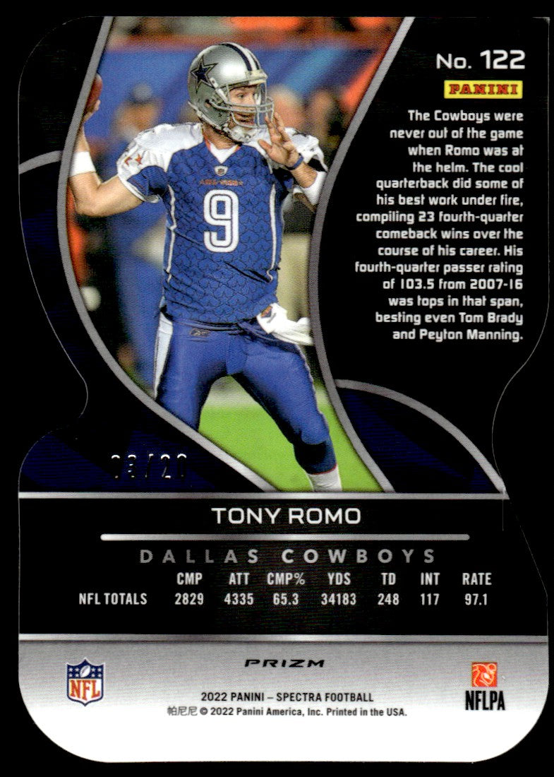 2022 Panini Spectra Prizm Tony Romo #122 /20