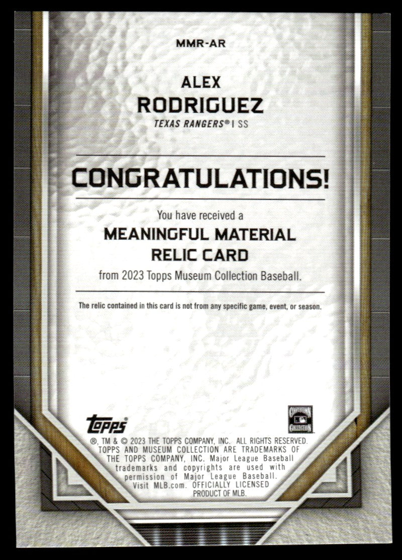 2023 Topps Museum Collection Meaningful Material /50 Alex Rodriguez