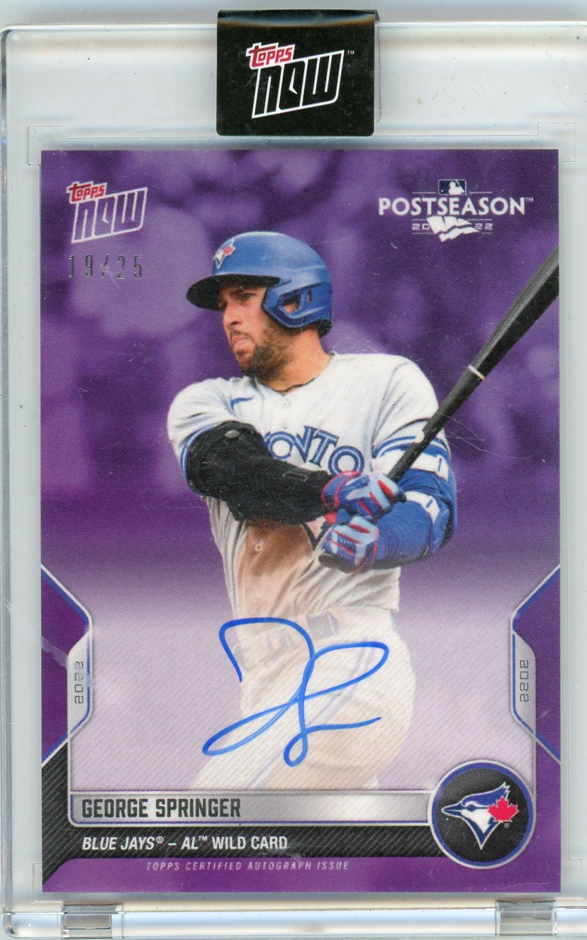 2022 Topps Now George Springer Postseason /25 Auto Toronto Blue Jays