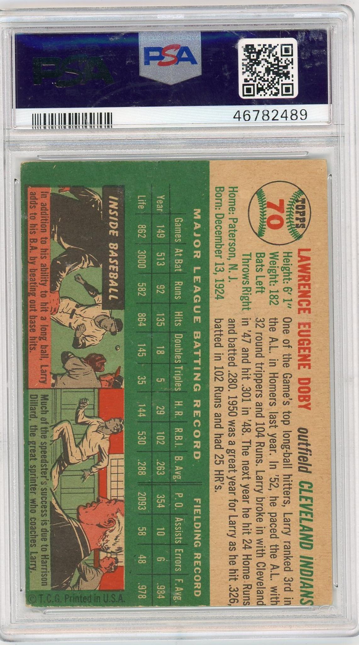 1954 Topps #70 Larry Doby PSA 4 Cleveland Indians