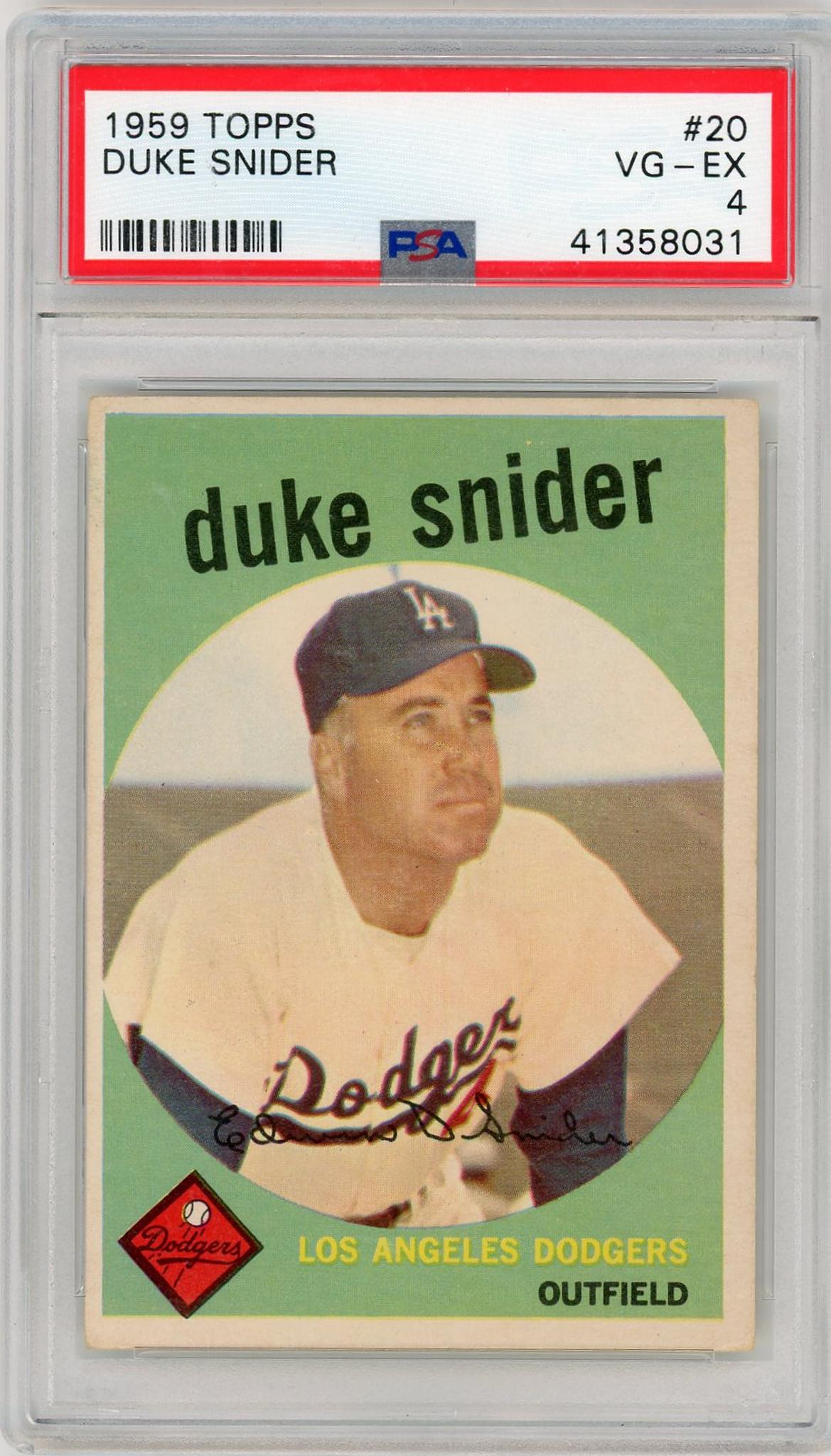 1959 Topps 20 Duke Snider    PSA 4 Los Angeles Dodgers