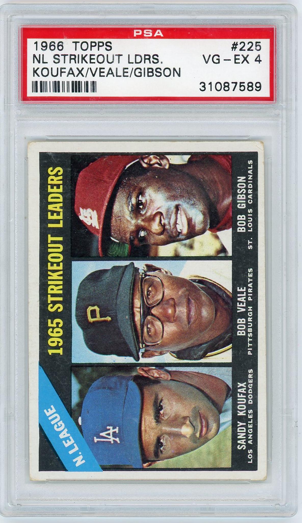 1966 Topps 225 Sandy Koufax Bob Veale Bob Gibson PSA 4